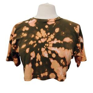 Aritzia TNA Crop Top T Shirt 100% Cotton Boxy 80s 90s Boxy Khaki Bleach Dye S